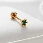 Green & Gold / 1 Piece Simple Series Simple Round Titanium Steel   Gold Color Material Zircon Women's Stud Earrings Picture2